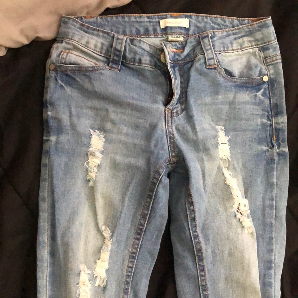 Blue ripped jeans